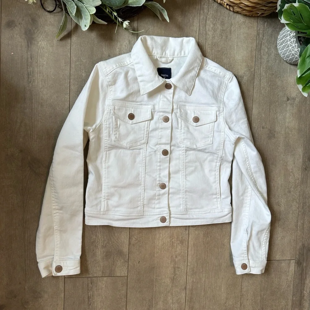 GAP Kids Girls White Denim Jacket Size Medium